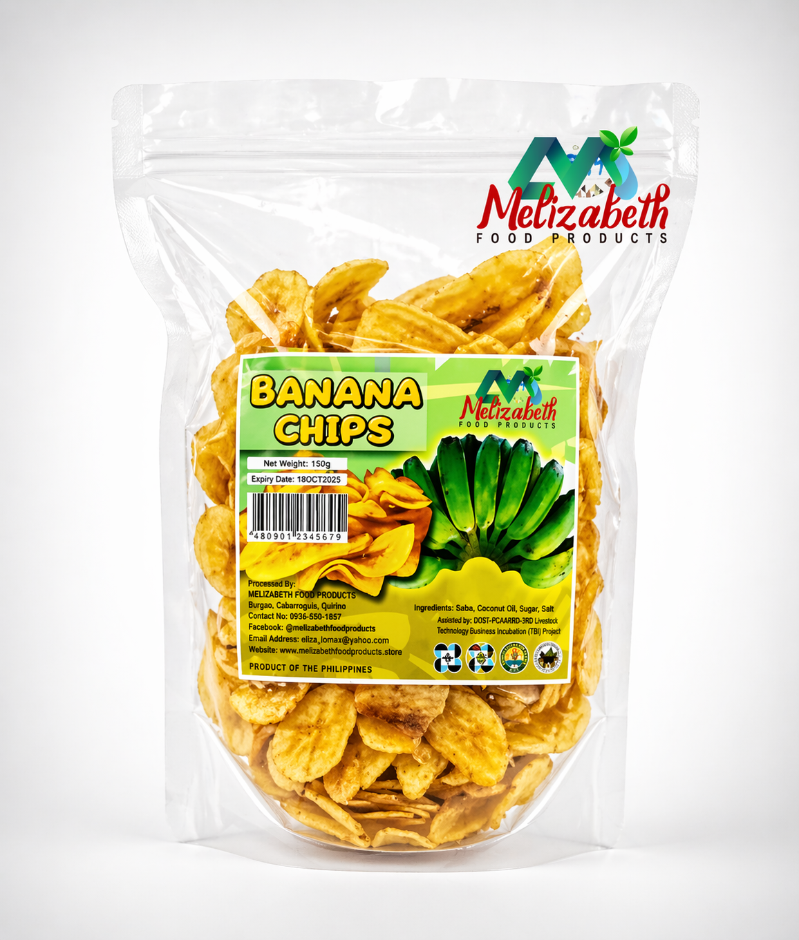 Banana Chips in Clear packaging