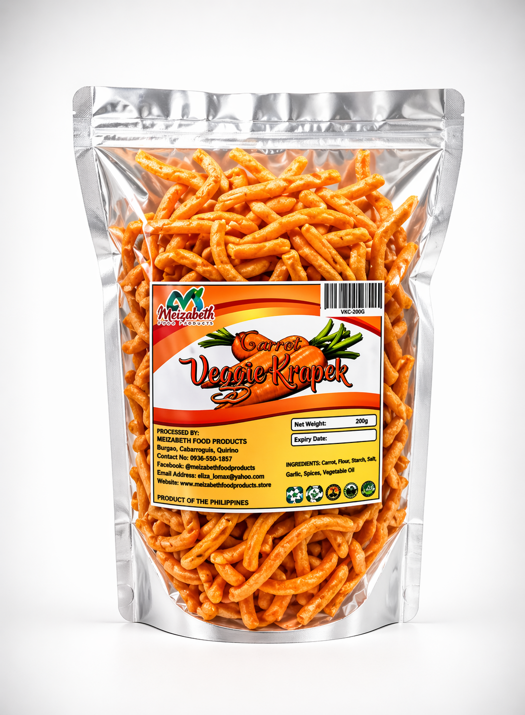Carrot veggie krapek snack pouch